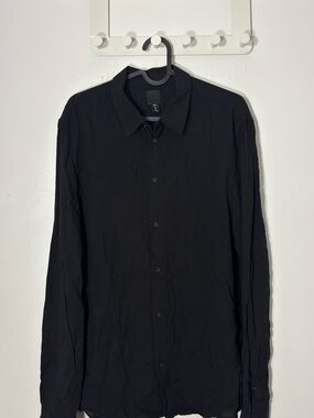 H&M Black Lightweight Button-Front Shirt